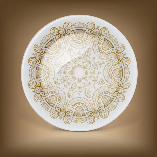 Ozdobny talerz z koronki okrągły wzór — Zdjęcie stockowe