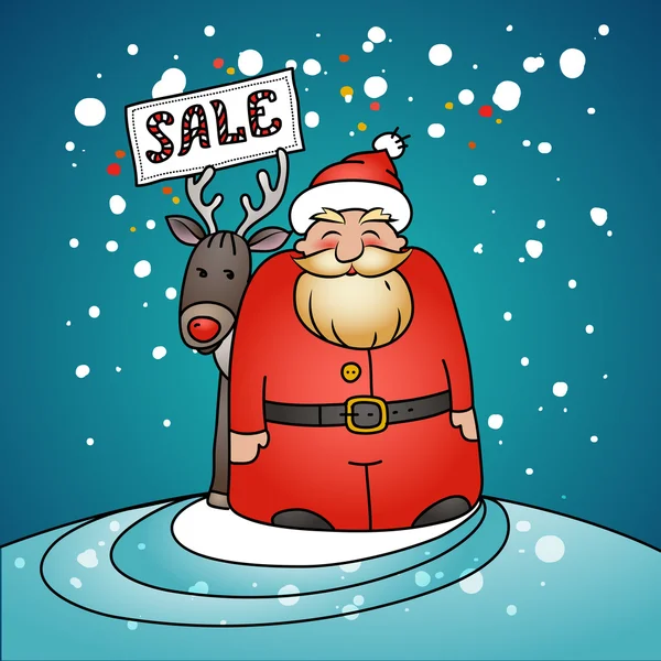 Promotional banner with Santa Claus and reindeer — Stock Photo, Image