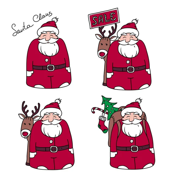 Conjunto de cuatro personajes Santa Claus — Archivo Imágenes Vectoriales