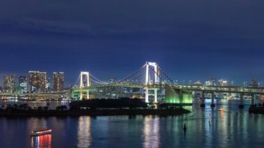 4k Timelapse Gökkuşağı Köprüsü gece, Tokyo, Japonya
