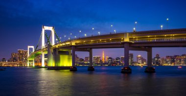 Gökkuşağı Köprüsü Panoraması, gece, Tokyo, Japonya