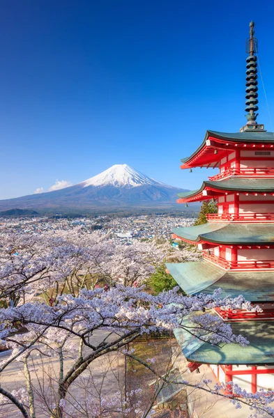 Mt. Fuji con Pagoda Chureito, Fujiyoshida, Japón — Foto de Stock