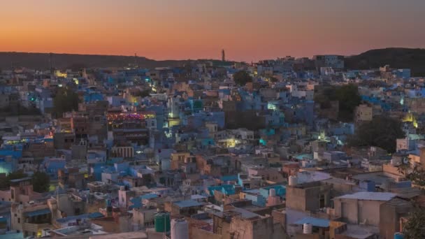 Day Night Time Lapse Jodhpur Modré Město Rajasthan Indie — Stock video