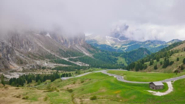 Timelapse Sassolungo Mountain Gardena Pass Summer South Tyrol Italy — Stock video