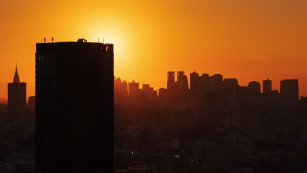 4K日落时分日本新宿东京摩天大楼和摩天大楼的时间间隔 — 图库视频影像
