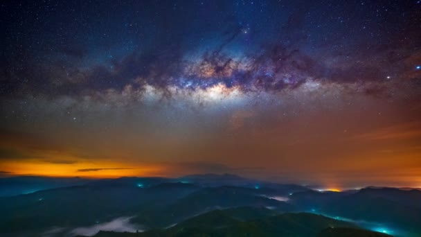 Timelapse Milky Way Sunrise Gunung Silipat Mountain Yala Thailand — Stockvideo