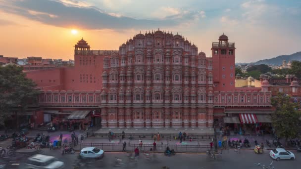 Jaipur India Februari 2020 Tijdsverloop Van Drukke Mensen Autoverkeer Voor — Stockvideo