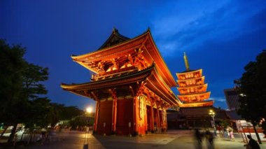 TOKYO, JAPAN - AUGUST 23: Time lapse of people walking at Senso-ji Temple on August 23, 2017 in Japan