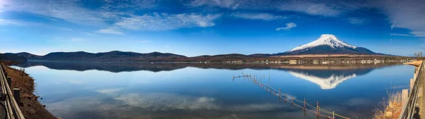 Panorama Uitzicht Fuji Met Lake Yamanaka Yamanashi Japan — Stockfoto