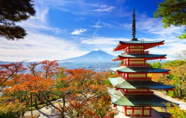 Mt. Fuji with Chureito Pagoda, Fujiyoshida, Japan  clipart
