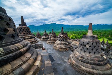 Borobudur buddist Tapınağı yogyakarta. Java, Endonezya