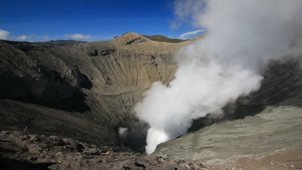 Creater of Bromo volcano, Tengger Semeru national park, East Java, Indonesia — Stock Video