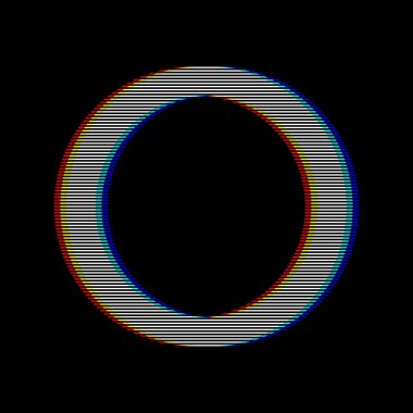 MobileVHS arıza çemberi eski tarzda. Çarpıtma etkisi olan geometri şekli. Tasarım tanıtımı, elektronik müzik etkinlikleri, oyunlar, afişler, internet vs. için iyi. Vektör