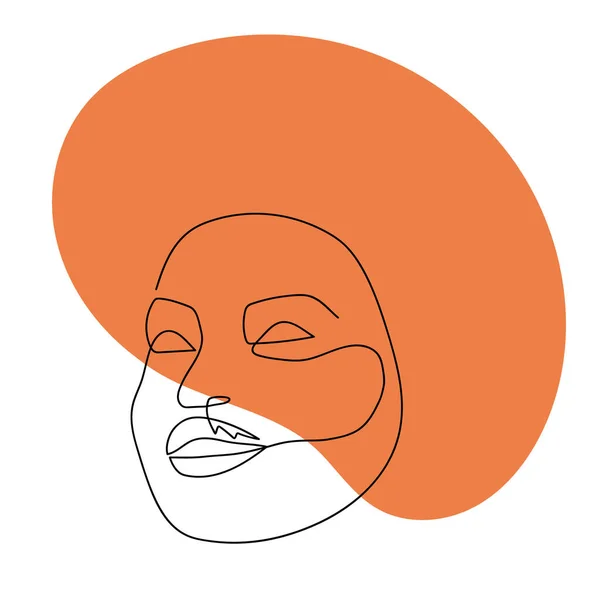 Devamlı soyut bir yüz. Çağdaş kadın portresi. Sıvı turuncu şekilli kadın el çizimi sanatı. Güzellik modası minimalist konsepti. Vektör — Stok Vektör