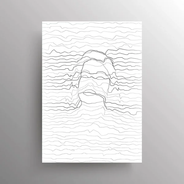 Retrato de una mujer asiática abstracta en estilo de distorsión lineal ondulada aislada sobre fondo blanco. Diseño para decoración de pared, póster. Vector — Vector de stock