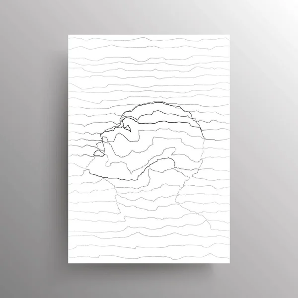 Cara masculina abstracta en estilo de líneas horizontales onduladas. Vista lateral de un hombre calvo en estilo de distorsión lineal aislado sobre fondo blanco. Diseño para decoración de pared, póster. Vector — Vector de stock