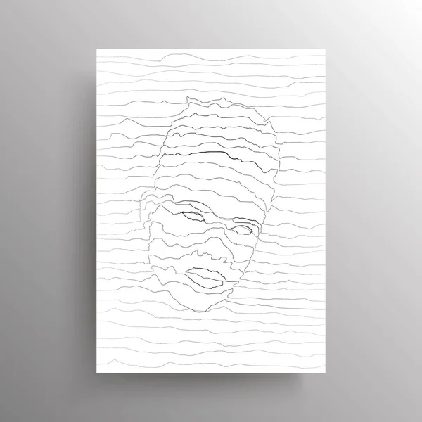 一个具有线性扭曲风格的抽象的非洲男人的画像，独立于白色背景。墙面装饰设计,招贴画,招贴画.B.病媒 — 图库矢量图片