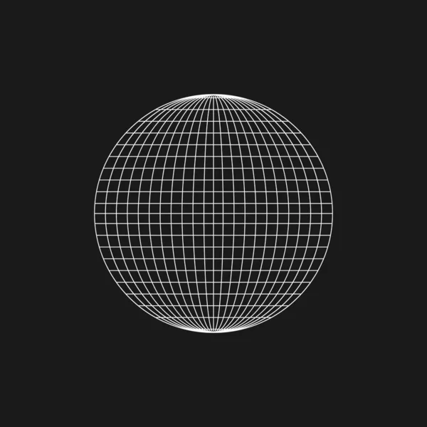 Retrofuturistische Planetenform. Cyberpunk Geometrie des Planeten. Kreisgeometrie für Poster, Cover, Merch im Retrowave-Stil. Altes Cyberpunk-Konzept. Vektor — Stockvektor