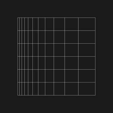 Retrofuturistic logarithmic grid. Digital cyber retro design element. Grid in cyberpunk 80s style. Rectangular geometry for poster, cover, merch in retrowave style. Vector