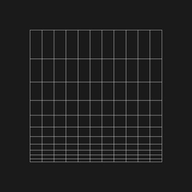 Digital cyber retro logarithmic grid. Retrofuturistic design element. Grid in cyberpunk 80s style. Rectangular geometry for poster, cover, merch in retrowave style. Vector