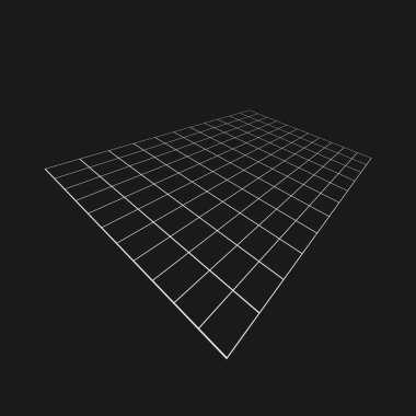 Geçmişe dönük perspektif ızgarası. Siber punk tasarım elemanı. Siber 80 'ler tarzında perspektif şebekesi. Poster, kapak için siber geometri, gerileme tarzı ürünler. Vektör