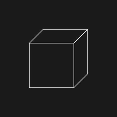 Geçmişe dönük küp. Dijital siber tasarım elemanı. 80 'lerin siberpunk tarzında küp. Poster, kapak ve ters dalga tarzı ürünler için perspektif geometrisi. Vektör