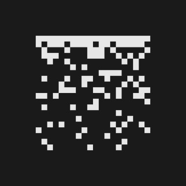 Retrofuturistik piksel 8 bit deseni. Dijital siber tasarım elemanı. 80 'lerin siberpunk tarzında pikseller. Poster, kapak ve ters dalga tarzı ürünler için perspektif geometrisi. Vektör