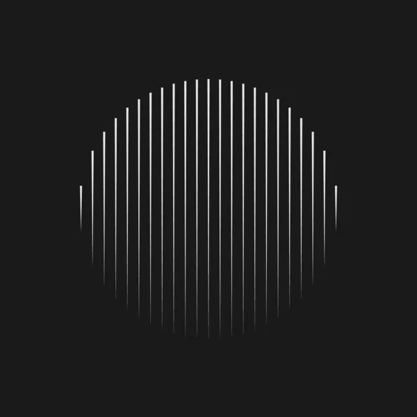Retrofuturistic striped circle shape. Digital cyber retro design element. Strips in cyberpunk 80s style. Retro geometry for poster, cover, merch in retrowave style. Vector —  Vetores de Stock