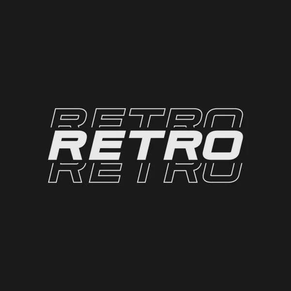 Retrofuturystyczny tytuł RETRO. Cyberretro element projektu. Słowo RETRO w cyberpunkowym stylu lat 80-tych. Typografia plakatu, okładka, towar w stylu retrowave. Wektor — Wektor stockowy