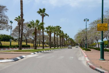 İsrail. Tel Aviv 'de. 15 Nisan 2015. Şehir sokaklarının ve şehir hayatının manzarası. 