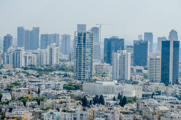 Israel. Tel Aviv. APRIL 15, 2015. Magnificent panorama of the city. View of a residential area and business centers from a skyscraper.