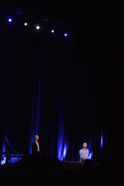 MINSK, BELARUS - 15 Nisan 2016: Minsk 'te ünlü konuşmacı Nick Vuychich. Bir günlük haber