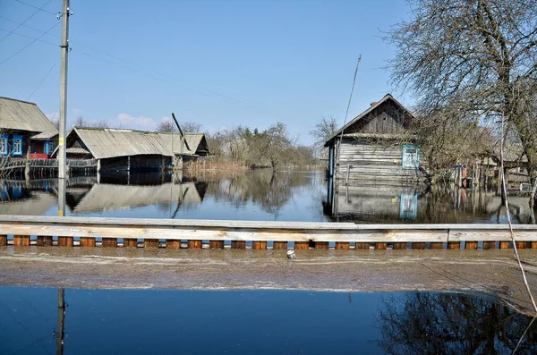 Bielorrússia. Villagers Snyadin - 16.04.2013: Todos os anos os aldeões Snyadin estão lutando com as consequências da inundação do rio Pripyat. 16.04.2013 — Fotografia de Stock