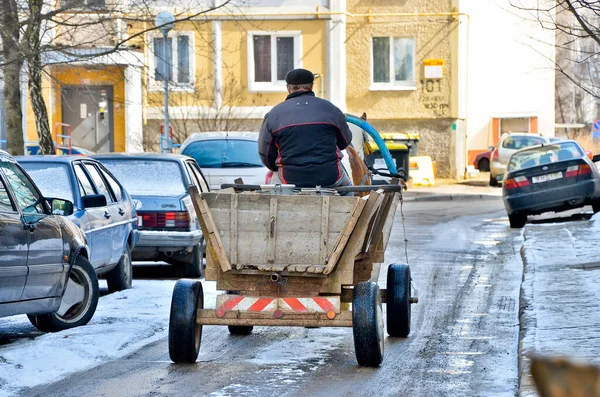 Vizon. BELARUS - 04 09 2013: atlı at arabası. Otomatik. Tahliye. Çok iyi. Aktarım. — Stok fotoğraf