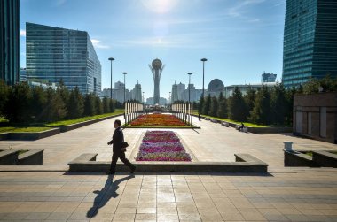 Nur-Sultan. Kazakistan - 09.03.2013 - Kazakistan 'ın başkenti Nur-Sultan' daki yeni ofis ve idari binalar.