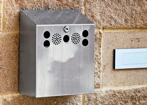 Wall mounted cigarette ash but bin Stock Image