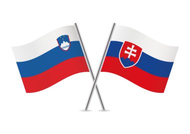 Slovenya ve Slovakya bayrakları. Vektör çizim.