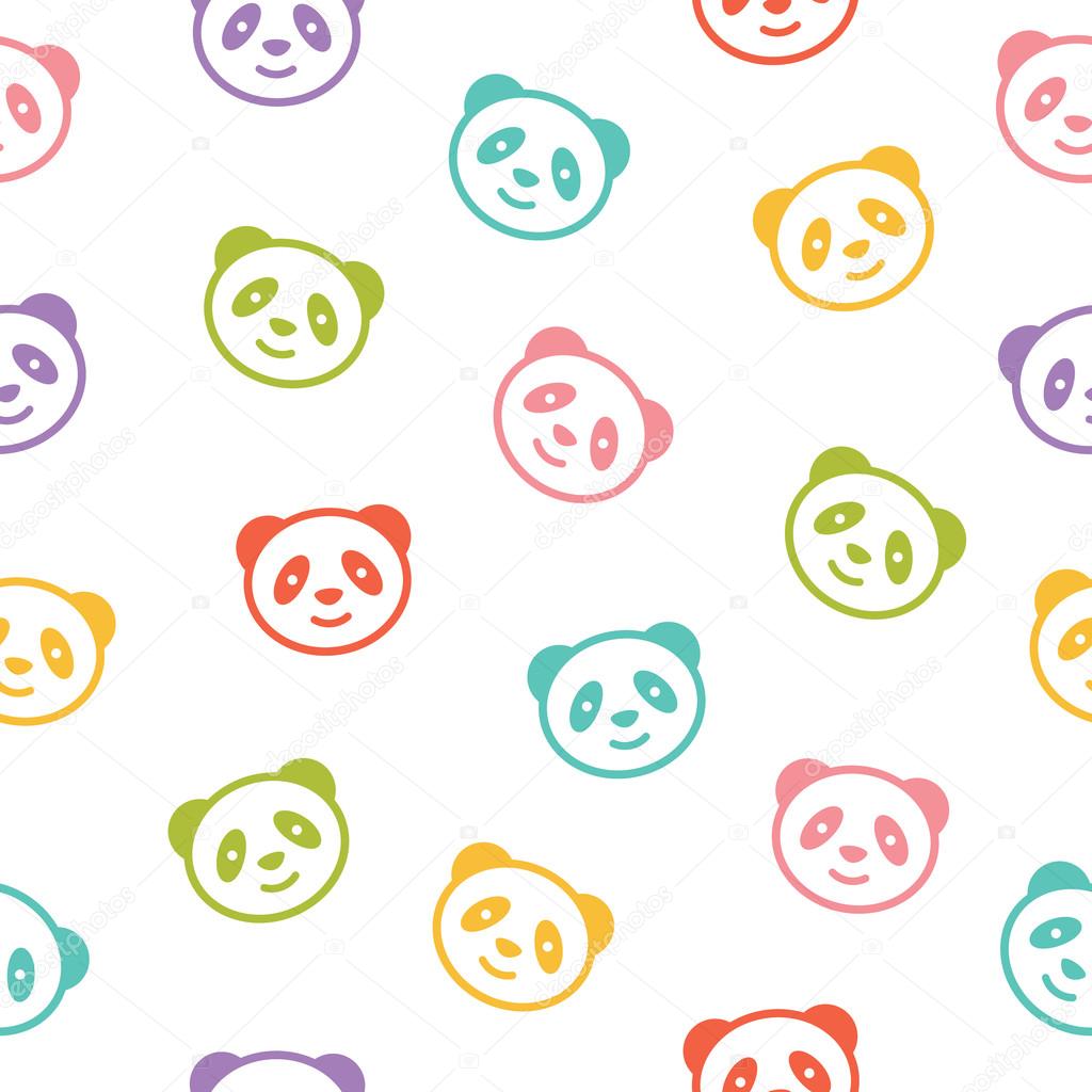 Seamless colorful pattern with panda bear. Vector illustration.