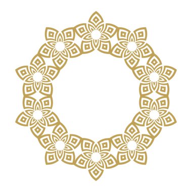 Süslü çiçekli çerçeve tasarımı altın. Vektör illüstrasyonu.