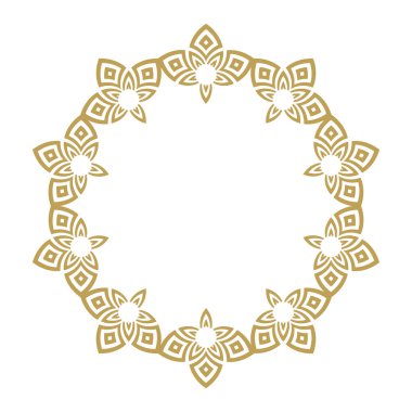 Süslü çiçekli çerçeve tasarımı altın. Vektör illüstrasyonu.