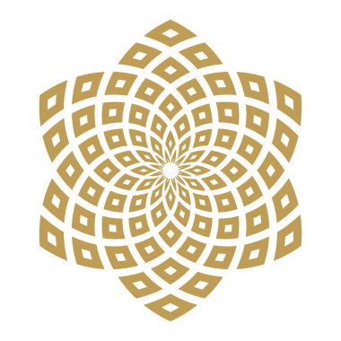 Altın rengi soyut geometrik çiçek. Vektör illüstrasyonu.
