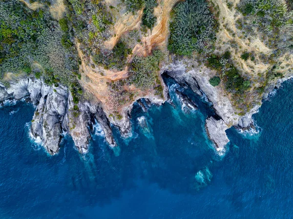 Bovenaanzicht Vanuit Lucht Natuurlijk Drone Landschap Uitzicht Azoren Eilanden Abstract — Stockfoto