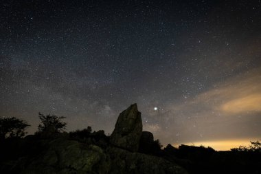 Torcal Doğal Parkı 'ndan gece manzarası. Antequera. Endülüs. İspanya.