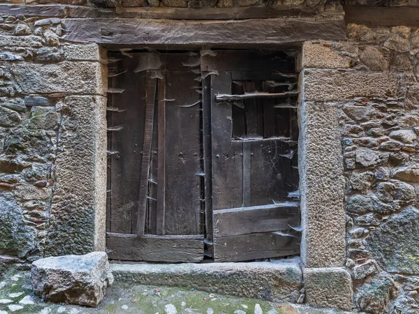 Tür Antiken Dorf Alberca Salamanca Spanien — Stockfoto
