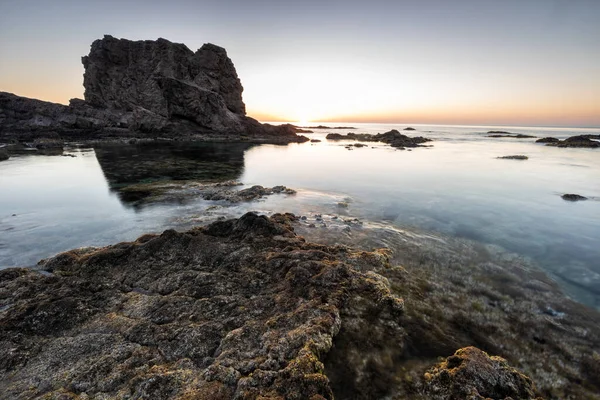Nascer Sol Costa Escullos Parque Natural Cabo Gata Almeria Espanha — Fotografia de Stock