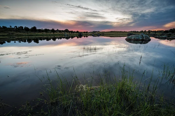 Atardecer Área Natural Los Barruecos Extremadura España —  Fotos de Stock