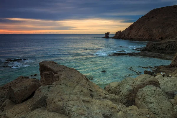 Salida Del Sol Costa Escullos Parque Natural Cabo Gata España — Foto de Stock