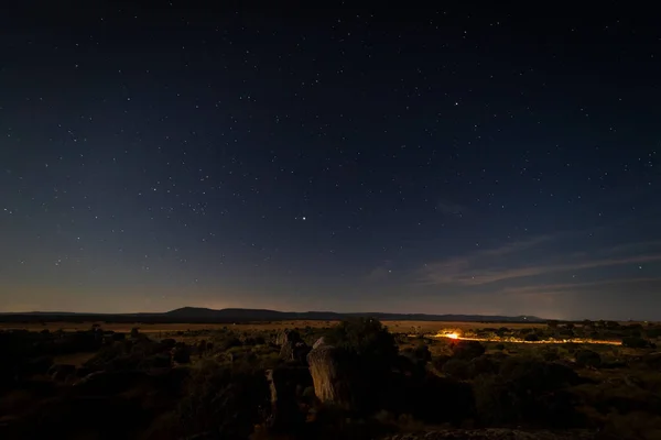 Noční Krajina Moonlight Přírodní Oblasti Barruecos Extremadura Španělsko — Stock fotografie