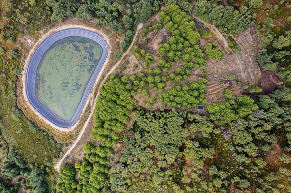 Paisaje Aéreo Con Laguna Artificial — Foto de Stock