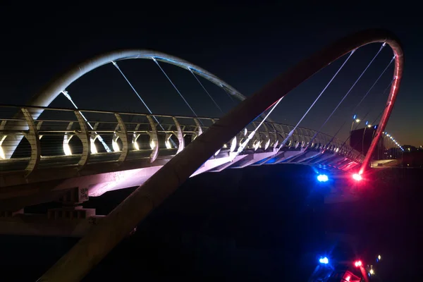 Glasgow Clyde Smartbridge Gyalogos Kerékpárutat Vezet Clyde Folyón Keresztül Nevét — Stock Fotó